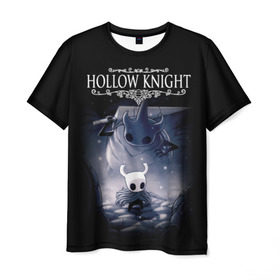 Мужская футболка 3D с принтом Hollow Knight в Петрозаводске, 100% полиэфир | прямой крой, круглый вырез горловины, длина до линии бедер | Тематика изображения на принте: hallownest | hollow knight | the knight | игры | компьютерная игра | реймер | рыцарь