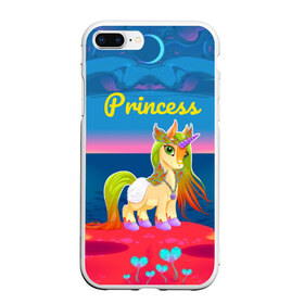 Чехол для iPhone 7Plus/8 Plus матовый с принтом Единорог принцессы в Петрозаводске, Силикон | Область печати: задняя сторона чехла, без боковых панелей | pony | грива | девочка | единорог | конь | копыта | красивая | лошадка | лошадь | милая | пони | природа закат | радуга
