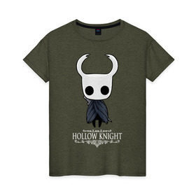 Женская футболка хлопок с принтом Hollow Knight в Петрозаводске, 100% хлопок | прямой крой, круглый вырез горловины, длина до линии бедер, слегка спущенное плечо | hallownest | hollow knight | the knight | игры | компьютерная игра | реймер | рыцарь