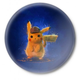 Значок с принтом Pikachu Pika Pika в Петрозаводске,  металл | круглая форма, металлическая застежка в виде булавки | Тематика изображения на принте: pika | pikachu | аниме | детская | детям | игры | молния | мышка | мышь | пика | пикачу | покемон | покемоны