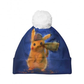 Шапка 3D c помпоном с принтом Pikachu Pika Pika в Петрозаводске, 100% полиэстер | универсальный размер, печать по всей поверхности изделия | pika | pikachu | аниме | детская | детям | игры | молния | мышка | мышь | пика | пикачу | покемон | покемоны