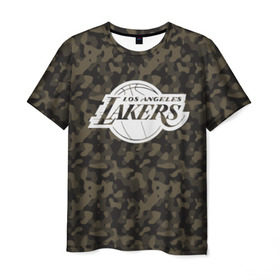 Мужская футболка 3D с принтом Los Angeles Lakers Camo в Петрозаводске, 100% полиэфир | прямой крой, круглый вырез горловины, длина до линии бедер | camo | lakers | los angeles lakers | nba | баскетбол | камуфляж | лос анджелес лейкерс | нба | спорт | хаки