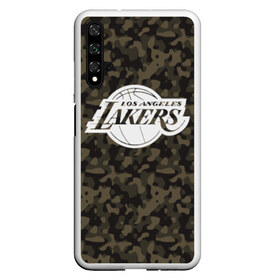 Чехол для Honor 20 с принтом Los Angeles Lakers Camo в Петрозаводске, Силикон | Область печати: задняя сторона чехла, без боковых панелей | Тематика изображения на принте: camo | lakers | los angeles lakers | nba | баскетбол | камуфляж | лос анджелес лейкерс | нба | спорт | хаки