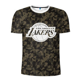 Мужская футболка 3D спортивная с принтом Los Angeles Lakers Camo в Петрозаводске, 100% полиэстер с улучшенными характеристиками | приталенный силуэт, круглая горловина, широкие плечи, сужается к линии бедра | camo | lakers | los angeles lakers | nba | баскетбол | камуфляж | лос анджелес лейкерс | нба | спорт | хаки