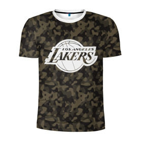 Мужская футболка 3D спортивная с принтом Los Angeles Lakers Camo в Петрозаводске, 100% полиэстер с улучшенными характеристиками | приталенный силуэт, круглая горловина, широкие плечи, сужается к линии бедра | Тематика изображения на принте: camo | lakers | los angeles lakers | nba | баскетбол | камуфляж | лос анджелес лейкерс | нба | спорт | хаки