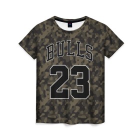 Женская футболка 3D с принтом Chicago Bulls 23 Camo в Петрозаводске, 100% полиэфир ( синтетическое хлопкоподобное полотно) | прямой крой, круглый вырез горловины, длина до линии бедер | bulls | camo | chicago | chicago bulls | nba | баскетбол | буллз | камуфляж | нба | спорт | хаки | чикаго | чикаго буллз