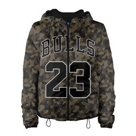 Женская куртка 3D с принтом Chicago Bulls 23 Camo в Петрозаводске, ткань верха — 100% полиэстер, подклад — флис | прямой крой, подол и капюшон оформлены резинкой с фиксаторами, два кармана без застежек по бокам, один большой потайной карман на груди. Карман на груди застегивается на липучку | bulls | camo | chicago | chicago bulls | nba | баскетбол | буллз | камуфляж | нба | спорт | хаки | чикаго | чикаго буллз