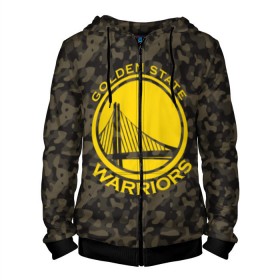 Мужская толстовка 3D на молнии с принтом Golden State Warriors camo в Петрозаводске, 100% полиэстер | длина до линии бедра, манжеты и пояс оформлены мягкой тканевой резинкой, двухслойный капюшон со шнурком для регулировки, спереди молния, по бокам два кармана | golden state | golden state warriors | nba | warriors | баскетбол | голден стэйт | голден стэйт уорриорз | камуфляж | нба | спорт | уорриорз camo | хаки