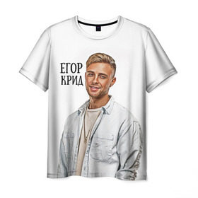 Мужская футболка 3D с принтом Егор Крид в Петрозаводске, 100% полиэфир | прямой крой, круглый вырез горловины, длина до линии бедер | егор | крид | реп
