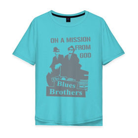 Мужская футболка хлопок Oversize с принтом Братья Блюз в Петрозаводске, 100% хлопок | свободный крой, круглый ворот, “спинка” длиннее передней части | Тематика изображения на принте: американский. комедийный. киномюзикл