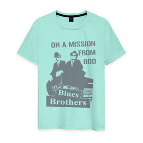Мужская футболка хлопок с принтом Братья Блюз в Петрозаводске, 100% хлопок | прямой крой, круглый вырез горловины, длина до линии бедер, слегка спущенное плечо. | американский. комедийный. киномюзикл