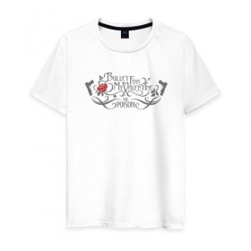 Мужская футболка хлопок с принтом Bullet For My Valentine в Петрозаводске, 100% хлопок | прямой крой, круглый вырез горловины, длина до линии бедер, слегка спущенное плечо. | майкл пэджет | ник крэндли и майкл томас