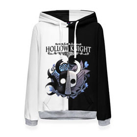 Женская толстовка 3D с принтом Hollow Knight (Black & White) в Петрозаводске, 100% полиэстер  | двухслойный капюшон со шнурком для регулировки, мягкие манжеты на рукавах и по низу толстовки, спереди карман-кенгуру с мягким внутренним слоем. | game | hollow knight | hollow knight godmaster | hollow knight map | hollow knight ps4 | silksong | белый | зот могучий | игра | карта | королевство | метроидвания | полый король | приключения букашек | халлоунест | холлоу кнайт | черный