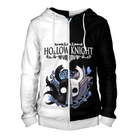 Мужская толстовка 3D на молнии с принтом Hollow Knight (Black & White) в Петрозаводске, 100% полиэстер | длина до линии бедра, манжеты и пояс оформлены мягкой тканевой резинкой, двухслойный капюшон со шнурком для регулировки, спереди молния, по бокам два кармана | game | hollow knight | hollow knight godmaster | hollow knight map | hollow knight ps4 | silksong | белый | зот могучий | игра | карта | королевство | метроидвания | полый король | приключения букашек | халлоунест | холлоу кнайт | черный