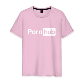 Мужская футболка хлопок с принтом PornHub в Петрозаводске, 100% хлопок | прямой крой, круглый вырез горловины, длина до линии бедер, слегка спущенное плечо. | brazzers | браззерс
