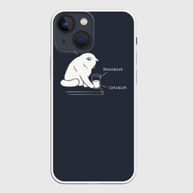 Чехол для iPhone 13 mini с принтом Кот хулиган в Петрозаводске,  |  | волосатый | вредный | киса | кот | котей | кошка | мем | оптимист | пессимист | полосатый | разбил | хулиган | шерстяной