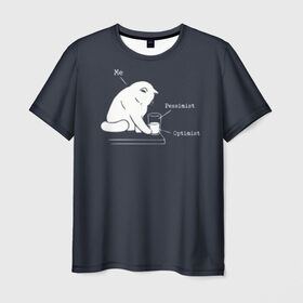 Мужская футболка 3D с принтом Кот хулиган в Петрозаводске, 100% полиэфир | прямой крой, круглый вырез горловины, длина до линии бедер | Тематика изображения на принте: волосатый | вредный | киса | кот | котей | кошка | мем | оптимист | пессимист | полосатый | разбил | хулиган | шерстяной