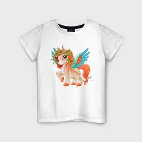 Детская футболка хлопок с принтом Принцесса единорог в Петрозаводске, 100% хлопок | круглый вырез горловины, полуприлегающий силуэт, длина до линии бедер | pony | грива | девочка | единорог | конь | копыта | красивая | лошадка | лошадь | милая | пони | природа закат | радуга