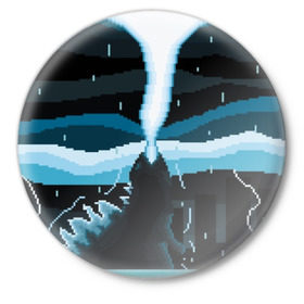 Значок с принтом Pixel Godzilla в Петрозаводске,  металл | круглая форма, металлическая застежка в виде булавки | Тематика изображения на принте: 