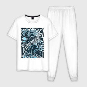 Мужская пижама хлопок с принтом Daft Punk в Петрозаводске, 100% хлопок | брюки и футболка прямого кроя, без карманов, на брюках мягкая резинка на поясе и по низу штанин
 | бангальтер | ги мануэль де | дуэт | музыкальный | омем кристо | тома | французский | электронный