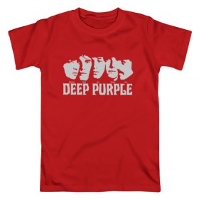 Мужская футболка хлопок с принтом Deep Purple в Петрозаводске, 100% хлопок | прямой крой, круглый вырез горловины, длина до линии бедер, слегка спущенное плечо. | британская | джон лорд | иэн пейс | крис кёртис | ричи блэкмор | рок группа | хард рок
