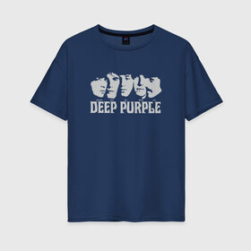 Женская футболка хлопок Oversize с принтом Deep Purple в Петрозаводске, 100% хлопок | свободный крой, круглый ворот, спущенный рукав, длина до линии бедер
 | британская | джон лорд | иэн пейс | крис кёртис | ричи блэкмор | рок группа | хард рок