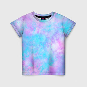 Детская футболка 3D с принтом Мрамор Tie Dye в Петрозаводске, 100% гипоаллергенный полиэфир | прямой крой, круглый вырез горловины, длина до линии бедер, чуть спущенное плечо, ткань немного тянется | tie dye | летняя футболка | розовый | синий | тай дай | фиолетовый | яркая футболка