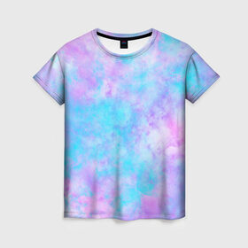 Женская футболка 3D с принтом Мрамор Tie Dye в Петрозаводске, 100% полиэфир ( синтетическое хлопкоподобное полотно) | прямой крой, круглый вырез горловины, длина до линии бедер | tie dye | летняя футболка | розовый | синий | тай дай | фиолетовый | яркая футболка