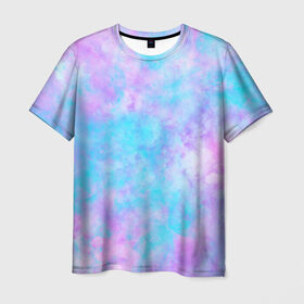 Мужская футболка 3D с принтом Мрамор Tie Dye в Петрозаводске, 100% полиэфир | прямой крой, круглый вырез горловины, длина до линии бедер | Тематика изображения на принте: tie dye | летняя футболка | розовый | синий | тай дай | фиолетовый | яркая футболка