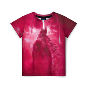 Детская футболка 3D с принтом Годзилла 2 в Петрозаводске, 100% гипоаллергенный полиэфир | прямой крой, круглый вырез горловины, длина до линии бедер, чуть спущенное плечо, ткань немного тянется | godzilla | king of the monsters | годзила | годзилла 2 | король монстров