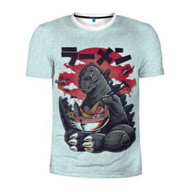 Мужская футболка 3D спортивная с принтом Blue Godzilla в Петрозаводске, 100% полиэстер с улучшенными характеристиками | приталенный силуэт, круглая горловина, широкие плечи, сужается к линии бедра | Тематика изображения на принте: godzilla | king of the monsters | годзила | годзилла 2 | король монстров