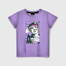 Детская футболка 3D с принтом Kishibe Rohan in Purple в Петрозаводске, 100% гипоаллергенный полиэфир | прямой крой, круглый вырез горловины, длина до линии бедер, чуть спущенное плечо, ткань немного тянется | diamond is unbreakable | heavens door | jjba | jojo | kishibe | rohan