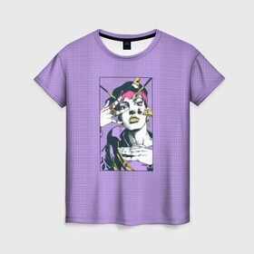 Женская футболка 3D с принтом Kishibe Rohan in Purple в Петрозаводске, 100% полиэфир ( синтетическое хлопкоподобное полотно) | прямой крой, круглый вырез горловины, длина до линии бедер | diamond is unbreakable | heavens door | jjba | jojo | kishibe | rohan