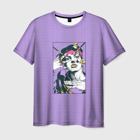Мужская футболка 3D с принтом Kishibe Rohan in Purple в Петрозаводске, 100% полиэфир | прямой крой, круглый вырез горловины, длина до линии бедер | diamond is unbreakable | heavens door | jjba | jojo | kishibe | rohan