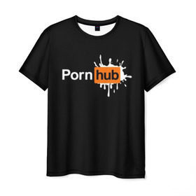 Мужская футболка 3D с принтом PORN HUB в Петрозаводске, 100% полиэфир | прямой крой, круглый вырез горловины, длина до линии бедер | логотип | пошлое