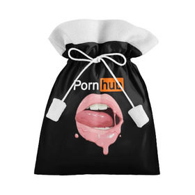 Подарочный 3D мешок с принтом PORN HUB в Петрозаводске, 100% полиэстер | Размер: 29*39 см | Тематика изображения на принте: губы | логотип | пошлое