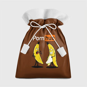 Подарочный 3D мешок с принтом PORN HUB в Петрозаводске, 100% полиэстер | Размер: 29*39 см | Тематика изображения на принте: бананы | логотип | пошлое