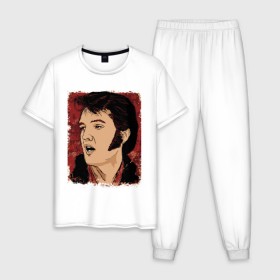 Мужская пижама хлопок с принтом Элвис Пресли в Петрозаводске, 100% хлопок | брюки и футболка прямого кроя, без карманов, на брюках мягкая резинка на поясе и по низу штанин
 | американский. певец. актёр. король рок н ролл