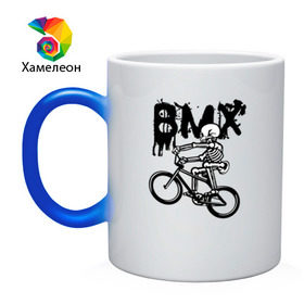 Кружка хамелеон с принтом BMX в Петрозаводске, керамика | меняет цвет при нагревании, емкость 330 мл | bike | bmx | bones | extreme | skeleton | skull | sport | велосипед | скелет | спорт | череп | экстрим