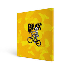 Холст квадратный с принтом BMX в Петрозаводске, 100% ПВХ |  | bike | bmx | bones | extreme | skeleton | skull | sport | велосипед | скелет | спорт | череп | экстрим
