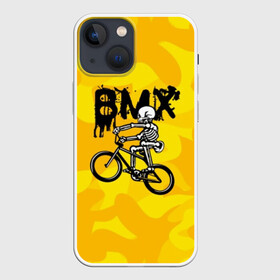 Чехол для iPhone 13 mini с принтом BMX в Петрозаводске,  |  | bike | bmx | bones | extreme | skeleton | skull | sport | велосипед | скелет | спорт | череп | экстрим