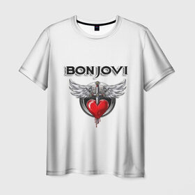 Мужская футболка 3D с принтом Bon Jovi в Петрозаводске, 100% полиэфир | прямой крой, круглый вырез горловины, длина до линии бедер | bon jovi | бон джови | музыка | музыкальная группа | песни | рок | рок группа | рокгруппа