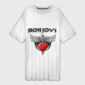 Платье-футболка 3D с принтом Bon Jovi в Петрозаводске,  |  | bon jovi | бон джови | музыка | музыкальная группа | песни | рок | рок группа | рокгруппа