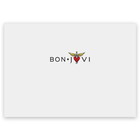 Поздравительная открытка с принтом Bon Jovi в Петрозаводске, 100% бумага | плотность бумаги 280 г/м2, матовая, на обратной стороне линовка и место для марки
 | Тематика изображения на принте: bon jovi | бон джови | музыка | музыкальная группа | песни | рок | рок группа | рокгруппа
