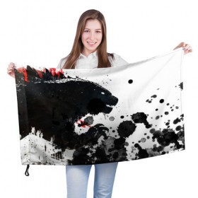 Флаг 3D с принтом GODZILLA в Петрозаводске, 100% полиэстер | плотность ткани — 95 г/м2, размер — 67 х 109 см. Принт наносится с одной стороны | 