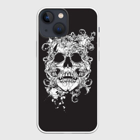 Чехол для iPhone 13 mini с принтом Череп в Петрозаводске,  |  | paints | skeleton | skull | картинка | картинки | кости | краски | мода | скелет | тренд | тренды | череп