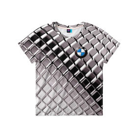Детская футболка 3D с принтом BMW в Петрозаводске, 100% гипоаллергенный полиэфир | прямой крой, круглый вырез горловины, длина до линии бедер, чуть спущенное плечо, ткань немного тянется | bmw | metal | pattern | prestige | бмв | металл | престиж | узор