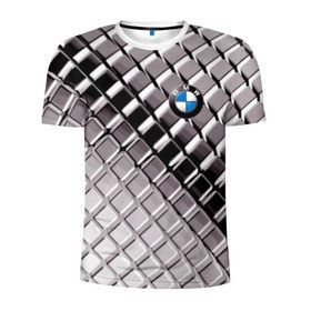 Мужская футболка 3D спортивная с принтом BMW в Петрозаводске, 100% полиэстер с улучшенными характеристиками | приталенный силуэт, круглая горловина, широкие плечи, сужается к линии бедра | Тематика изображения на принте: bmw | metal | pattern | prestige | бмв | металл | престиж | узор