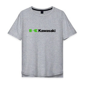 Мужская футболка хлопок Oversize с принтом Kawasaki в Петрозаводске, 100% хлопок | свободный крой, круглый ворот, “спинка” длиннее передней части | kawasaki | байк | байкер | кавасаки | мото | мотоцикл | скутер