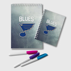 Блокнот с принтом St Louis Blues в Петрозаводске, 100% бумага | 48 листов, плотность листов — 60 г/м2, плотность картонной обложки — 250 г/м2. Листы скреплены удобной пружинной спиралью. Цвет линий — светло-серый
 | Тематика изображения на принте: nhl | st. louis blues | блюз | нхл | сент луиз | сент луис | сент луис блюз | тарасенко | хоккей | шайба